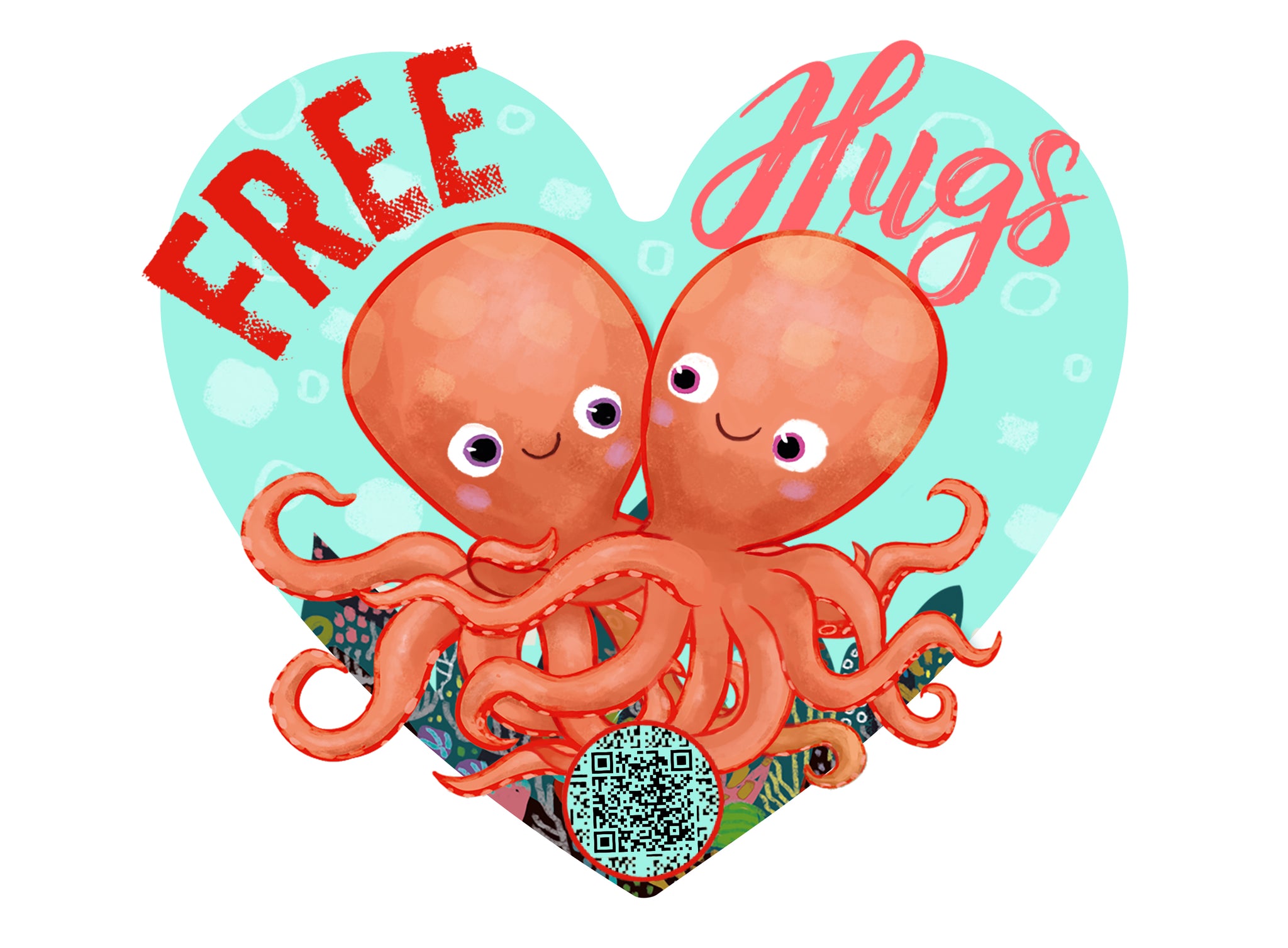 AR Free Hugs Octopus Sticker