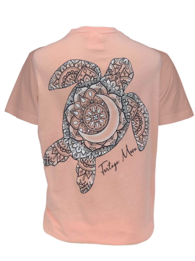 Dry Wick White Moon Turtle - Coral - Short Sleeve