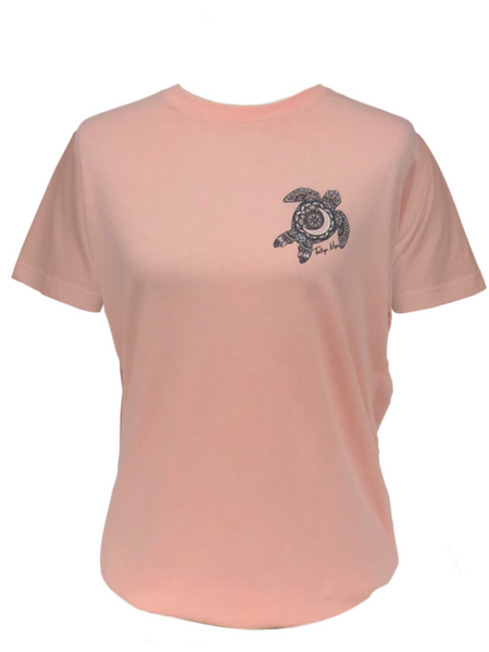 Dry Wick White Moon Turtle - Coral - Short Sleeve