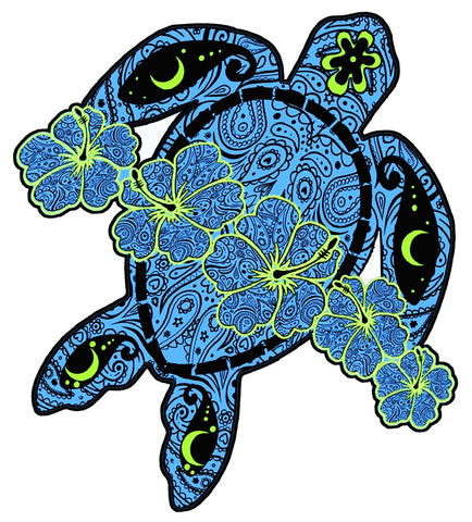 Blue Flower Turtle Decal