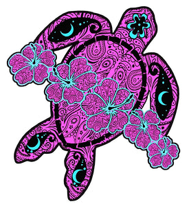 Purple Flower Turtle Decal