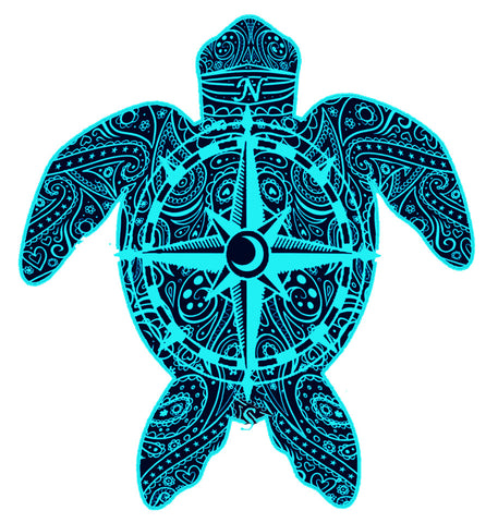 Blue Compass Turtle Decal
