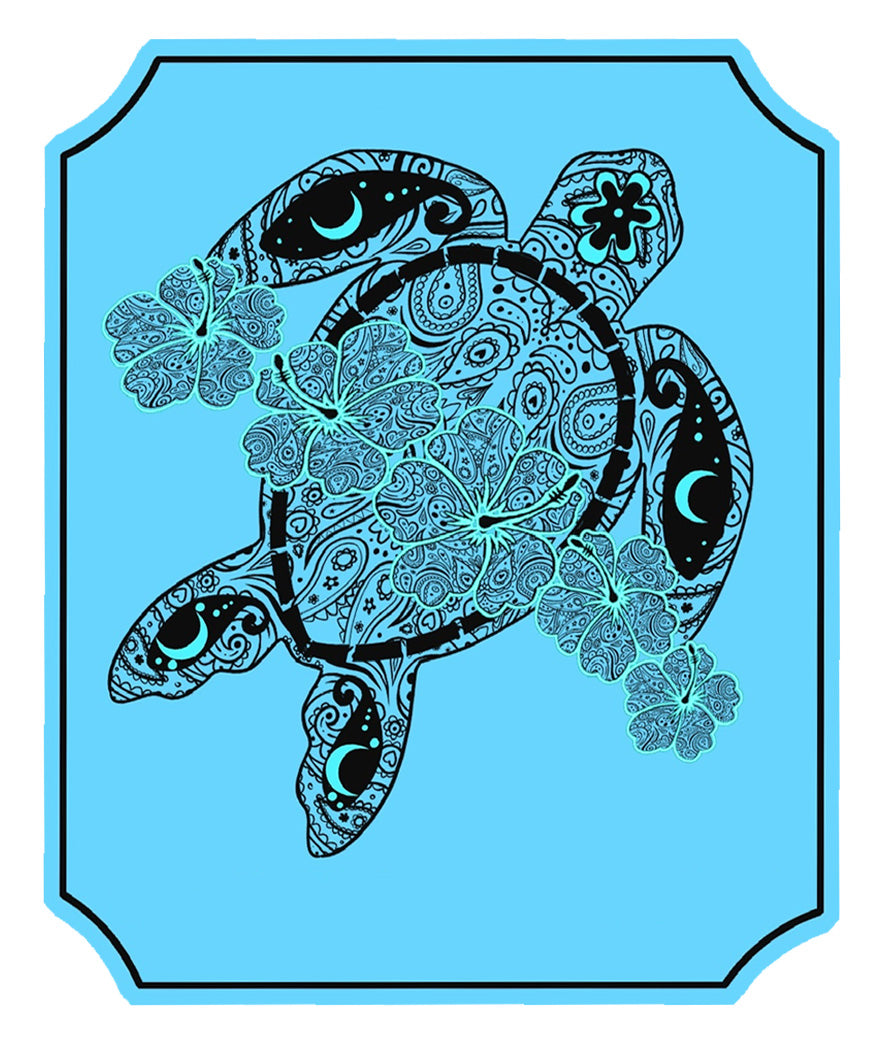 Blue Turtle Flower Decal