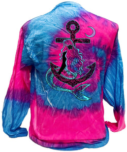 Mermaid Anchor Tie Dye - Blue/Pink